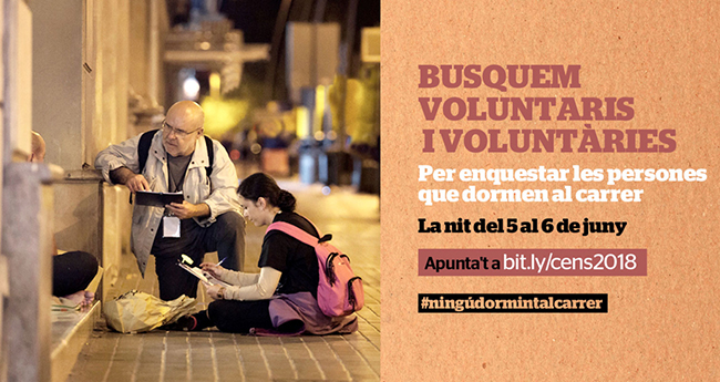 Arrels Fundació busca 600 voluntaris per enquestar les persones que dormen al carrer de Barcelona