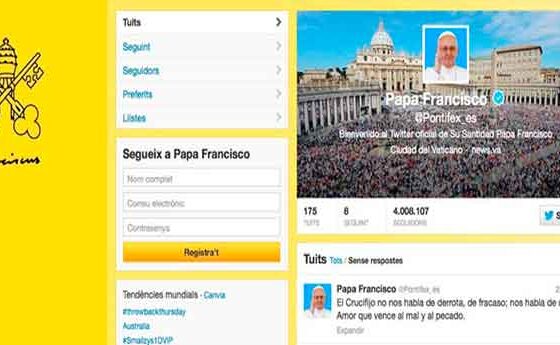 El Papa s´aproxima als 10 milions de seguidors a Twitter
